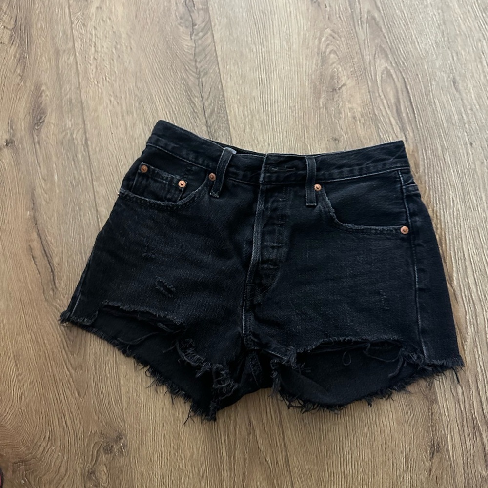 Levi's Black Jean Shorts Distressed Cut-Off Style